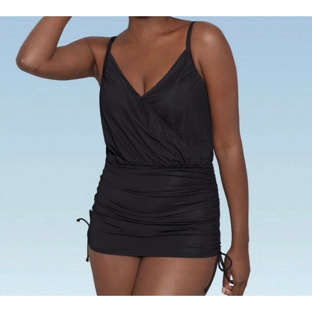 Dreamsuit Miracle Brand Slimming Black Size‎ 10 Swimsuit One Piece Ruched - Picture 4 of 10